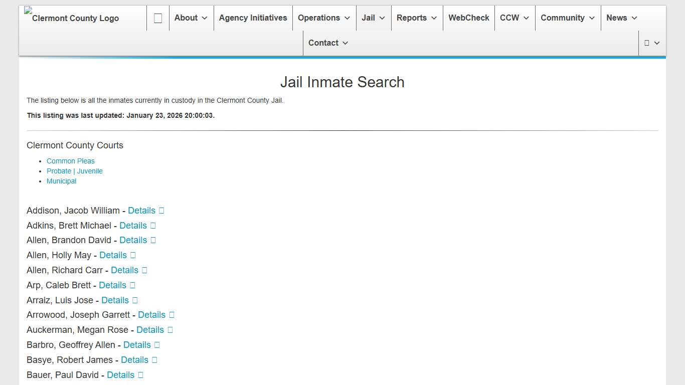 Jail Inmate Search Clermont County Sheriff